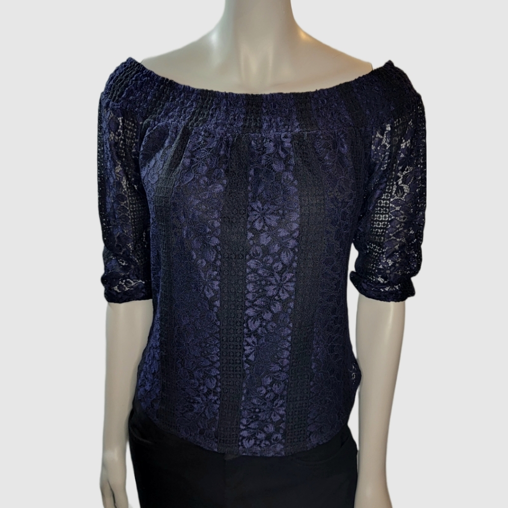 NWT Dynamite Blue and Black Lace Top Size S
